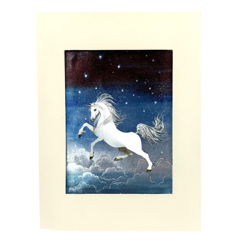 Vtg Dufex Foil Print Unicorn Art Fantasy 1989 Anne Grahame Johnstone 8x6